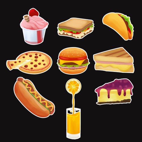 Food Items Illustration Stickers