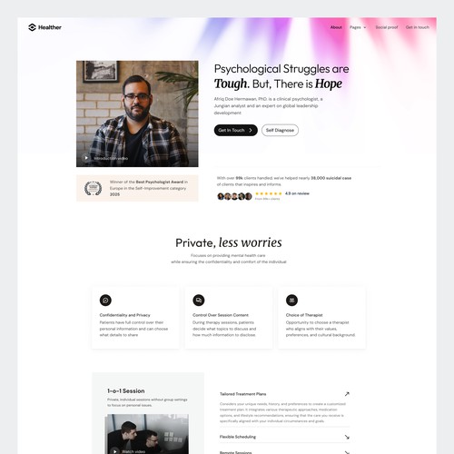 Healther - A Framer template for health consultant Chandra Noor