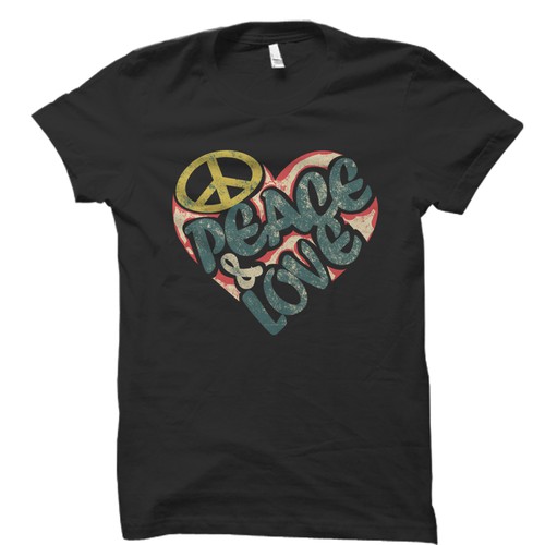simple vintage 70s peace and love illustration