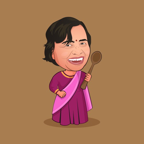Cartoon Illustration for an Indian Chef