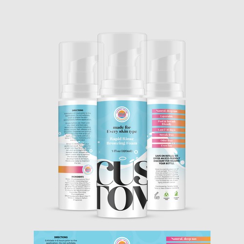 self tanning mousse label for a new business launch