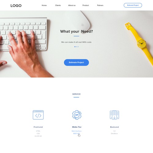 tech company landing page