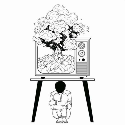 Destructive effect of television tshirt design