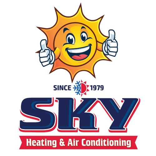 Sky Heating & Air Conditioning Logo and Character