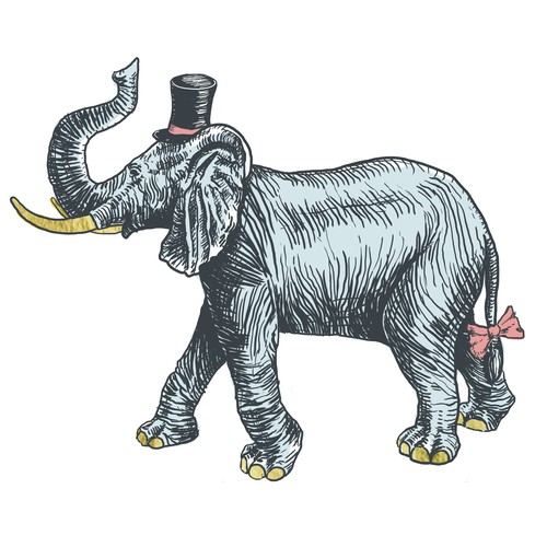 An elephant crossed with Kate Spade class and French bistro shabbychic 