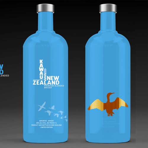 Logo and identity for Kawau New Zealand Whisky