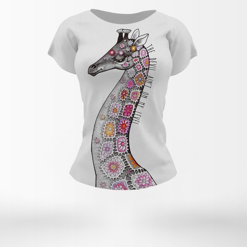 Boho T-shirt design with giraffe 