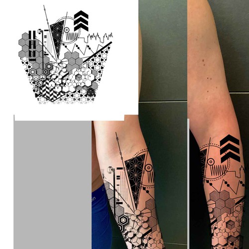 geometric-nerdy-forearm-tattoo-