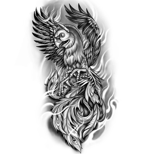 Phoenix-Huma Bird Tattoo design