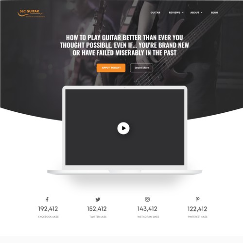 Modern Bold Landing Page for a guitar school