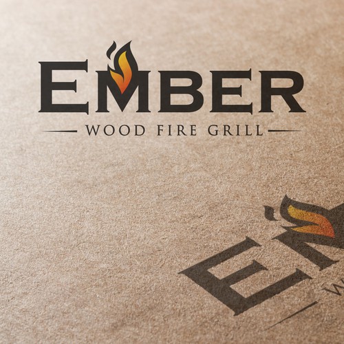 Create the next logo for Ember Wood fire grill