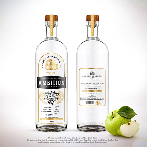 Label handmade vodka Ambition 