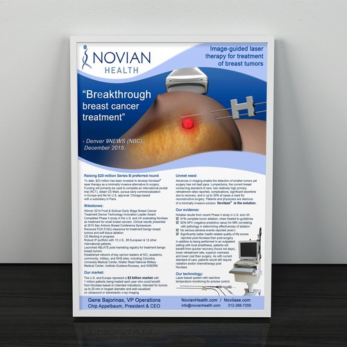 Innovation Challenge Poster for Novian Health aimed at investors