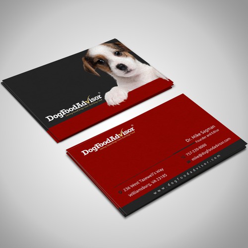 business card for dog food advisor