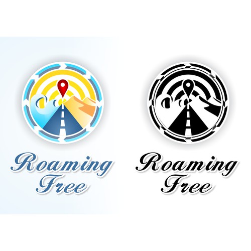 Creative logo for world travelers blog site - Roaming Free