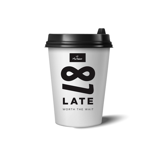 LATE x MaBaker , sign of a coffee bag and take away cups