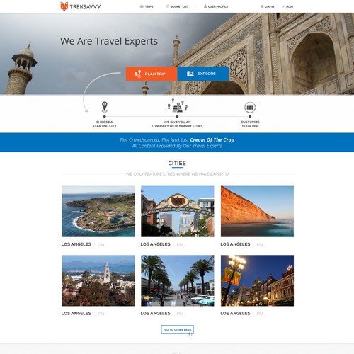 Website for travel startup