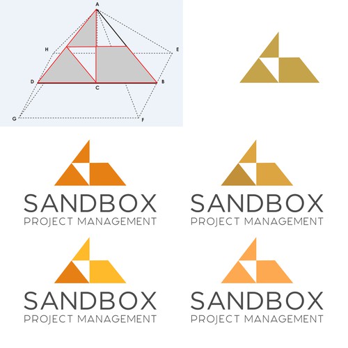 SANDBOX Project Management Logo with abstract pyramid(s) in the background