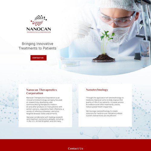 Landing page design contest for a new and innovative biotechnology company
