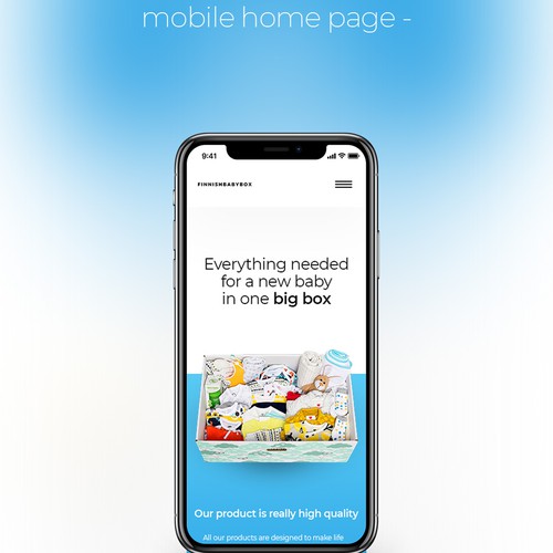mobile web page design concept for baby box website