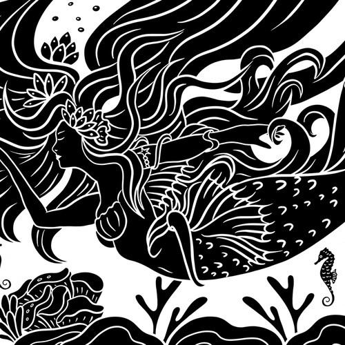 Mermaid illustration for a mug.