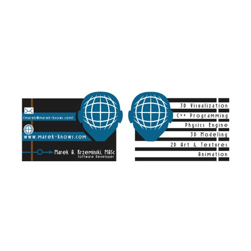 Create a business card for www.marek-knows.com