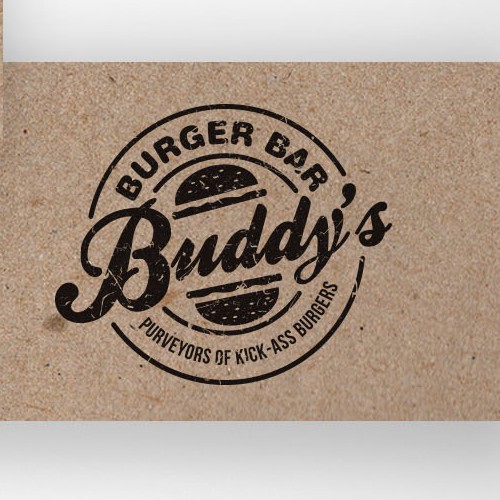 Design a simple, rustic and fun logo for a gourmet burger restaurant.