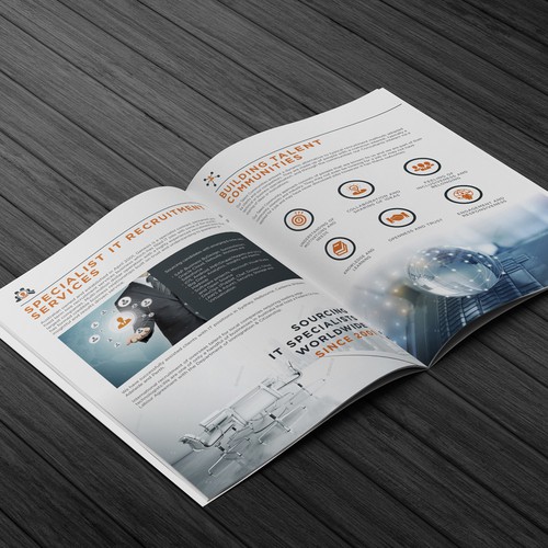 Create a capturing visual brochure for a leading IT recruitment company called Genesis IT&T 