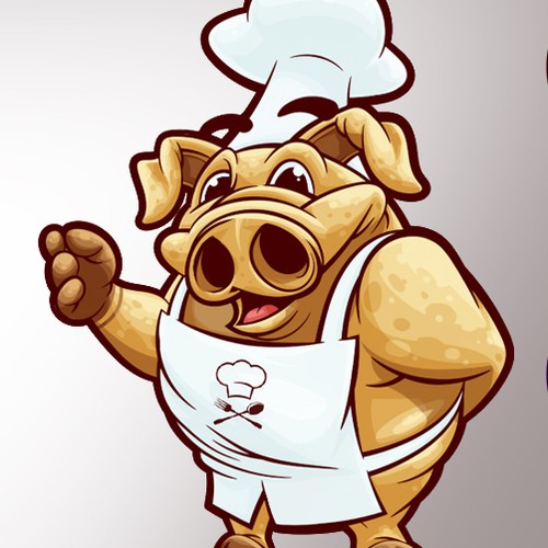 A pig character for recipe cards