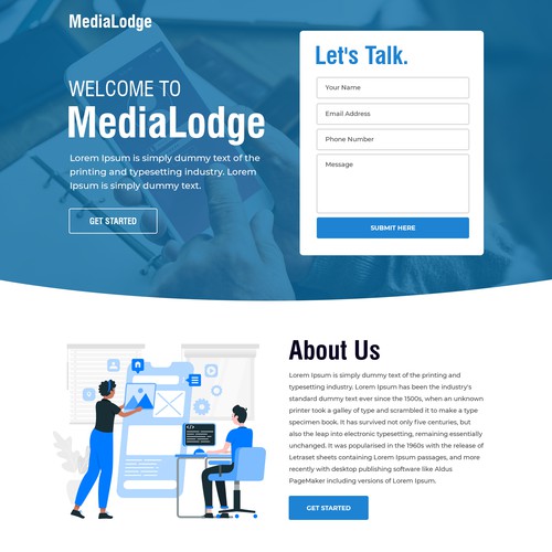 Landing page design