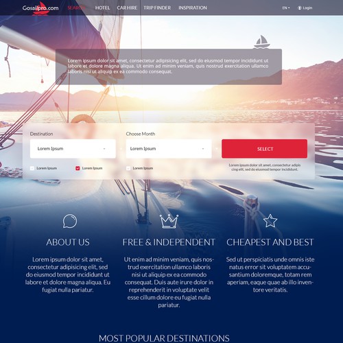 Online sailing boat booking agency looking for world class design