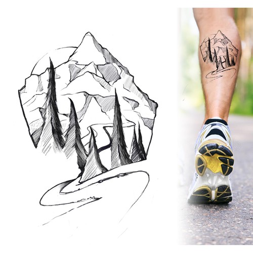 Mont Blanc Running Tattoo