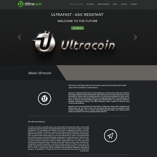 Create a stunning modern website for the cryptocurrency Ultracoin!
