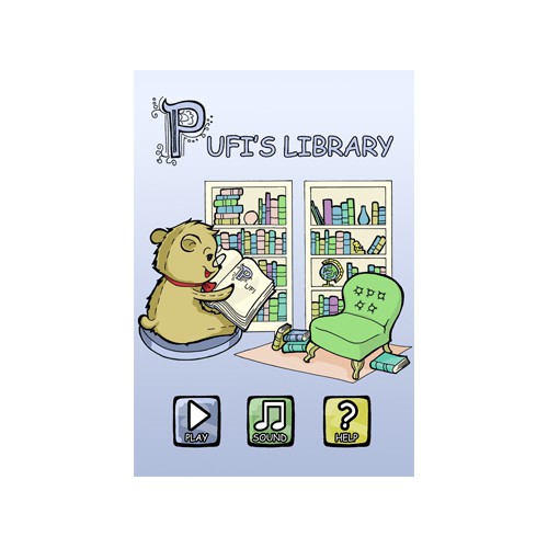 Create a design for Pufi, the bear that loves to read books