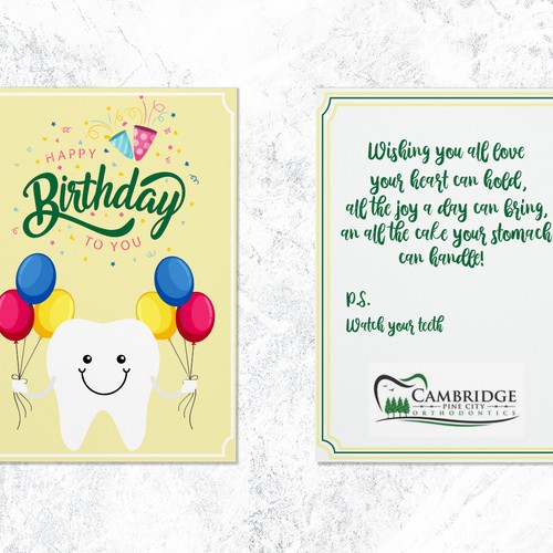 Birthday card for orthodontic patients