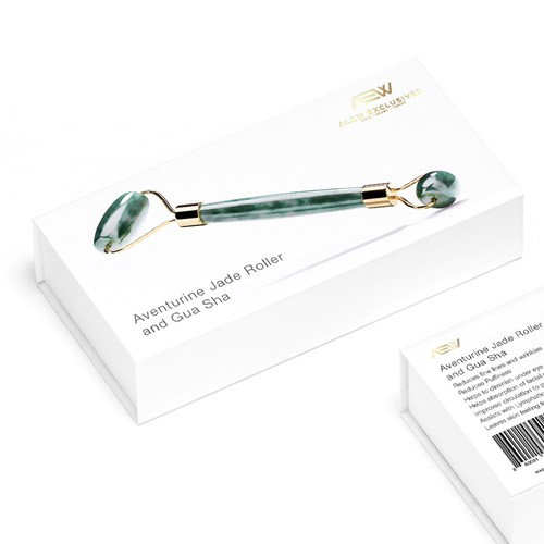 Jade roller packaging and leaflet