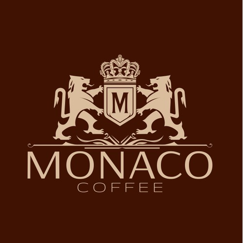 Heraldic and Crown Logo Concept for Monaco Coffee