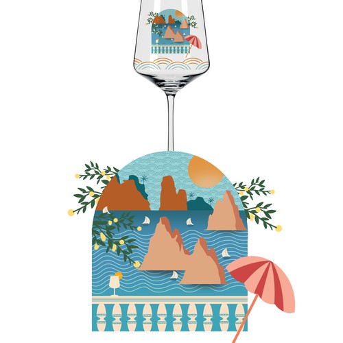 Mediterranean Glassware Illustration – Inspired by Capri
