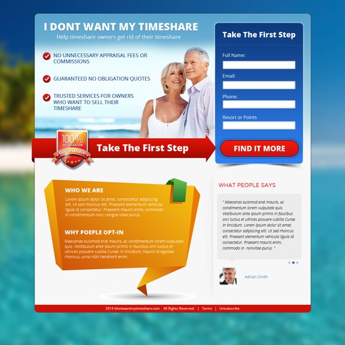 Timeshare Owner Lead Generation Landing Page - Travel