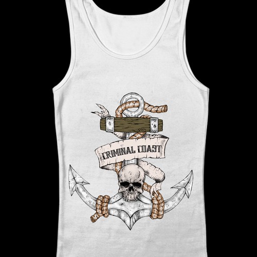 Tattoo Style Anchor Tank Top Design