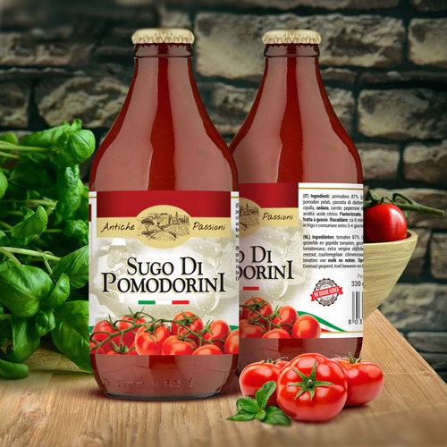 Label design for Italian tomato sauce