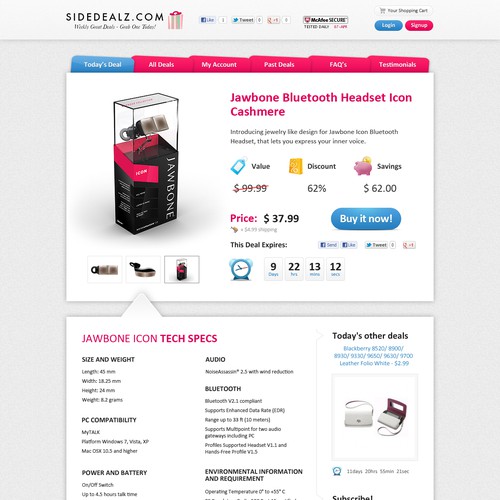 New design for our  website SideDealz.com