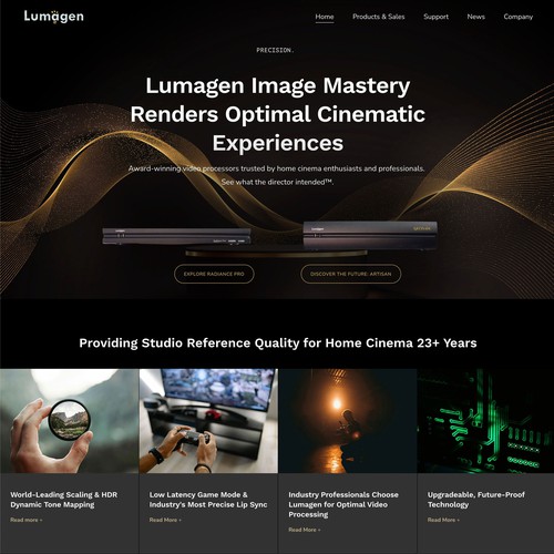 Website design for high-end video processor brand