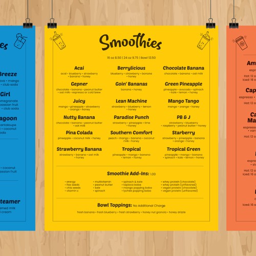 The Smoothie Shack Menu Boards