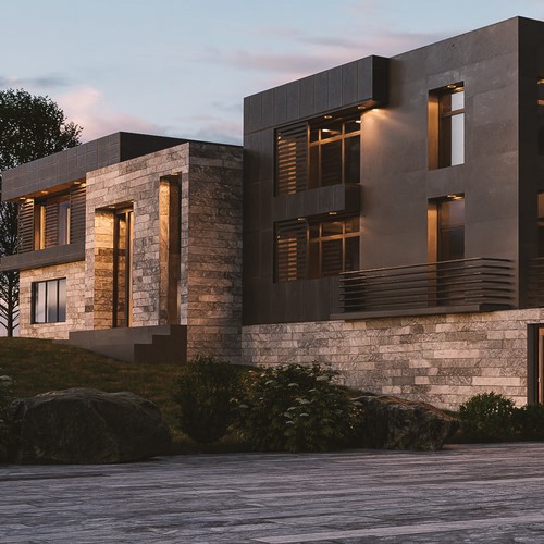 3d Render of a Contemporary Residence