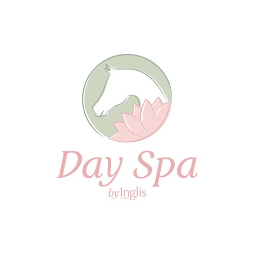 Creative, distinctive Day Spa logo within boutique equine themed hotel for worldly travellers