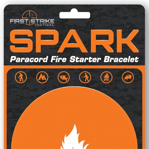 Create a two-sided hanging card for a Paracord Fire Starter Bracelet