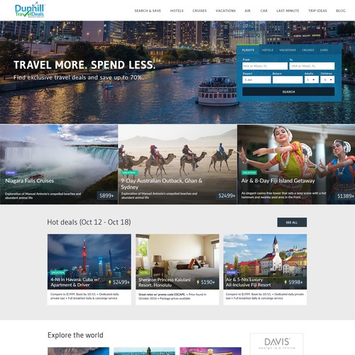 Landing page design for travel company