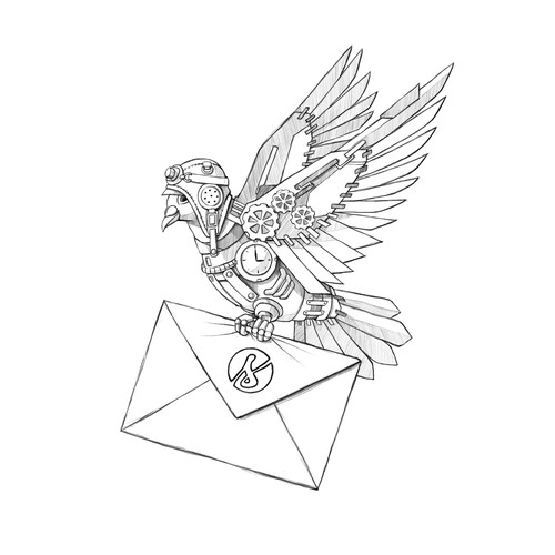 Robot Carrier Pigeon with Envelope
