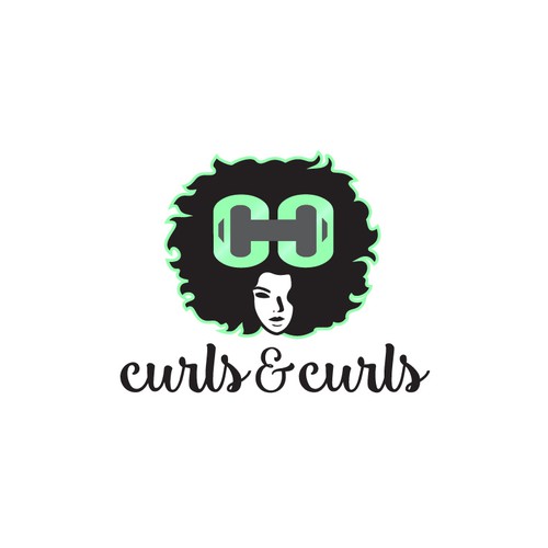 Logo concept for a curly-haired girl fitness movement